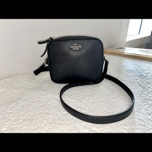 Kate Spade Black Leather Camera Crossbody Purse